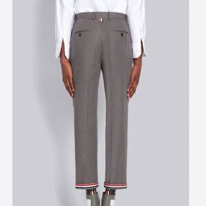 THOM BROWNE Cuff Cavalry Twill Chino Wool Trousers in Dark Grey Mens XS -Doechii